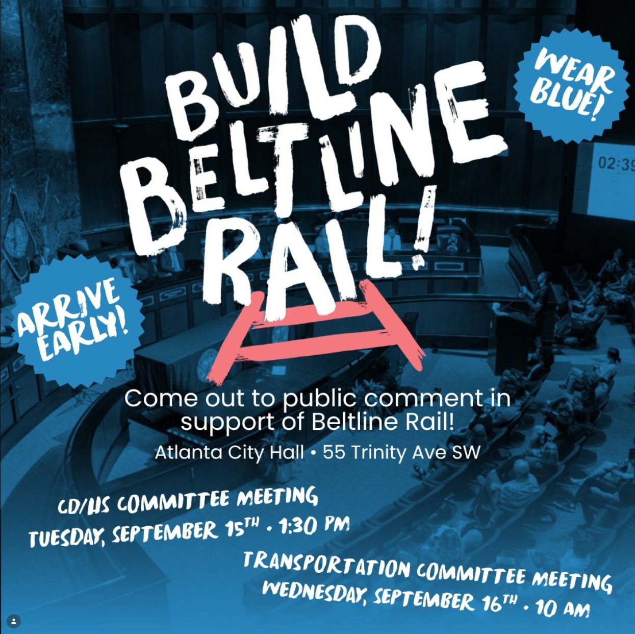Poster for Support Beltline Rail at the CDHS Committee Meeting