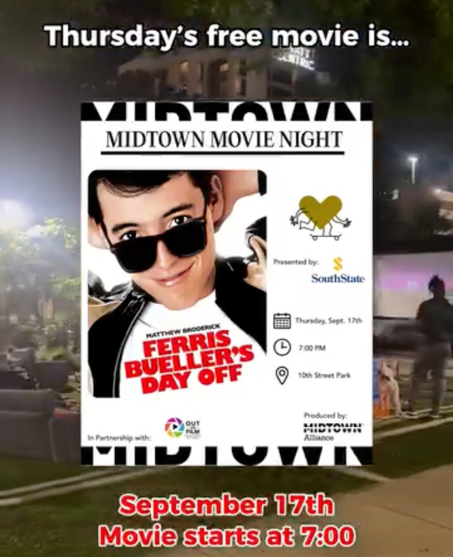 Poster for Midtown Movie Night: Ferris Bueller's Day Off