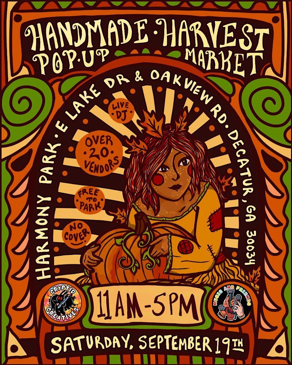 Poster for Handmade Harvest Market: Shop Local Art and Gifts at Harmony Park