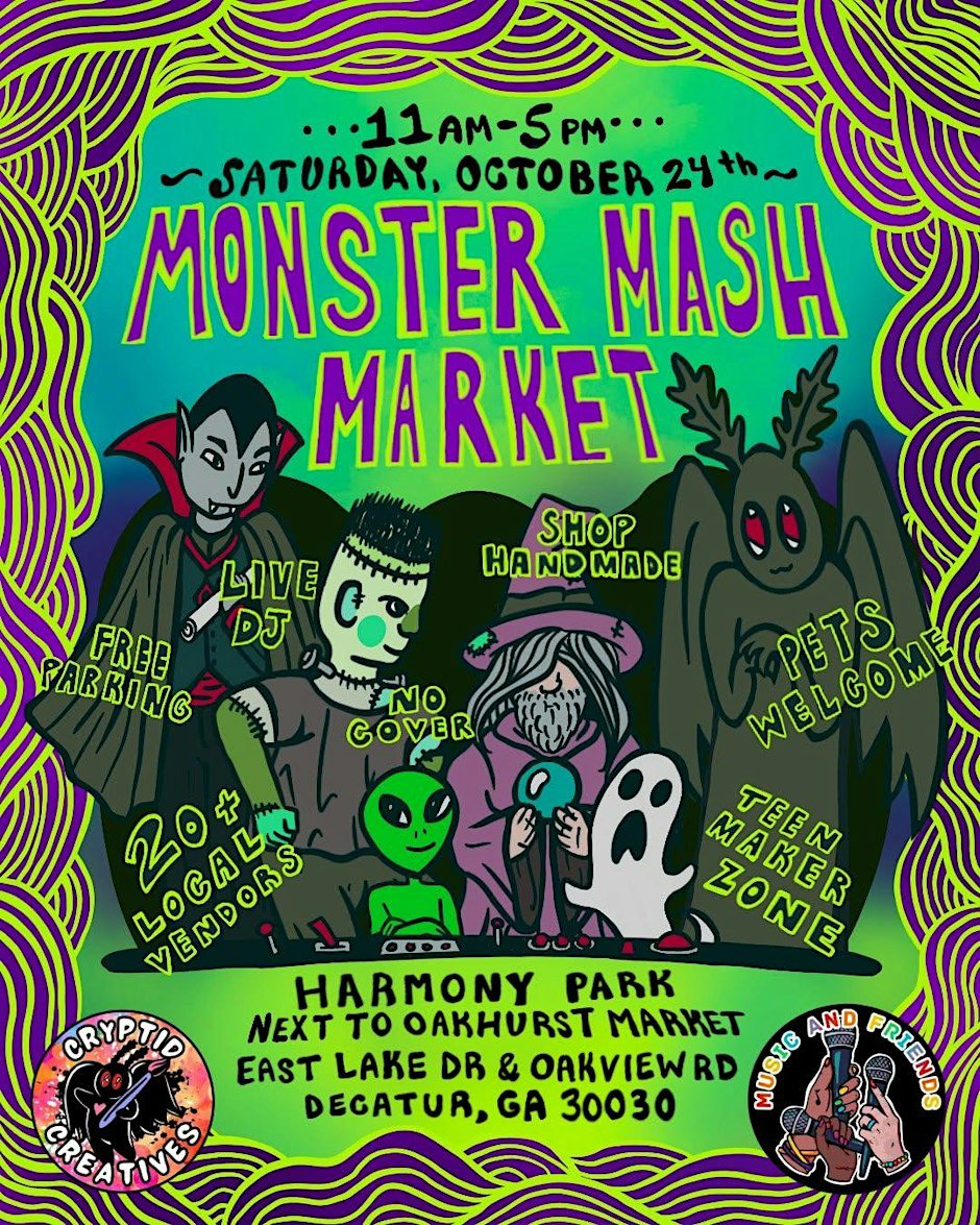 Poster for Monster Mash Market: Spooky Tricks and Handmade Tricks at Harmony Park